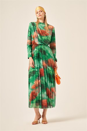 Garmi Kadın Likra Tül Elbise Açık Yeşil
