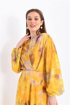 Garmi Kadın Likra Tül Elbise Sarı