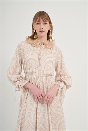 Garmi Kadın Naturel Keten Elbise Beige