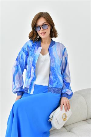Garmi Kadın Payetli Etekli Takım Saks Mavi