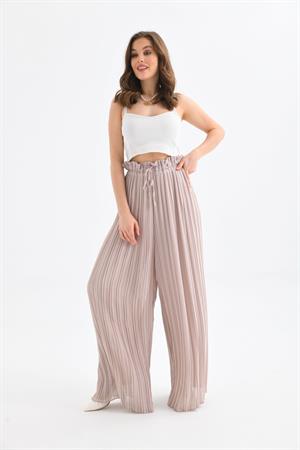 Garmi Kadın Plise Şifon Pantolon Beige