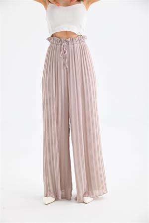 Garmi Kadın Plise Şifon Pantolon Beige