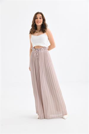 Garmi Kadın Plise Şifon Pantolon Beige
