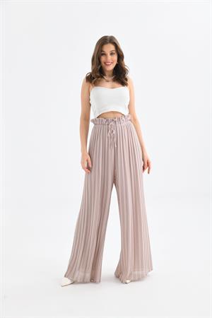 Garmi Kadın Plise Şifon Pantolon Beige