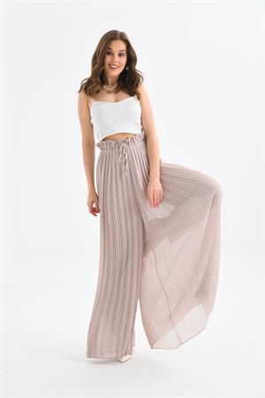 Garmi Kadın Plise Şifon Pantolon Beige