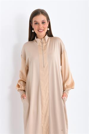 Garmi Kadın Saten Elbise Beige