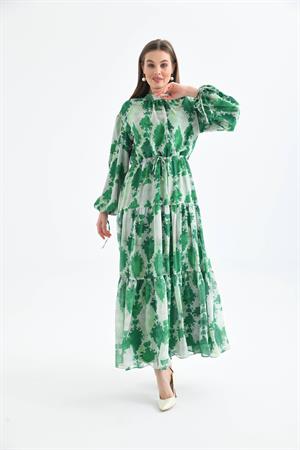 Garmi Kadın Şifon Elbise Yeşil