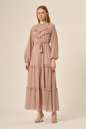 Garmi Kadın Simli Elbise Beige