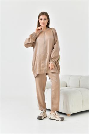 Garmi Kadın Taş Detaylı Takım Camel