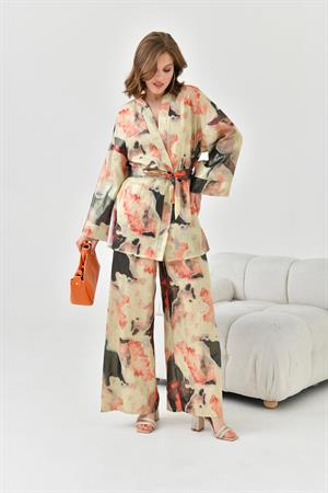 Garmi Kadın Varak Detay Kimono Takım Beige