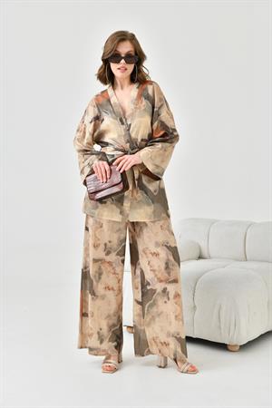 Garmi Kadın Varak Detay Kimono Takım Kiremit