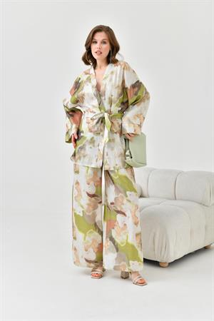 Garmi Kadın Varak Detay Kimono Takım Olive