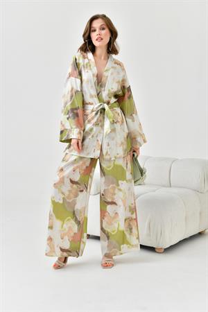 Garmi Kadın Varak Detay Kimono Takım Olive