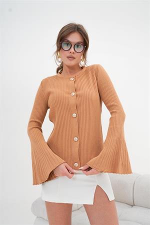 Garmi Kadın Volan Kol Detaylı Hırka Camel