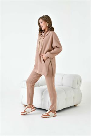 Garmi Kadın Zincir Detay Takım Camel