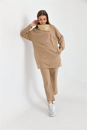 İki İp Deri Takım Beige