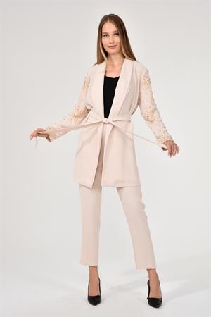 Kadın Abaya İkili Takım Beige