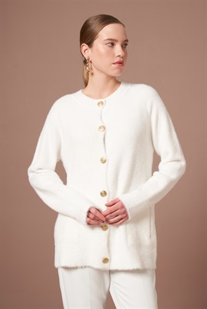 Kadın Angora Hırka Ekru