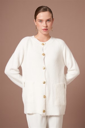 Kadın Angora Hırka Ekru
