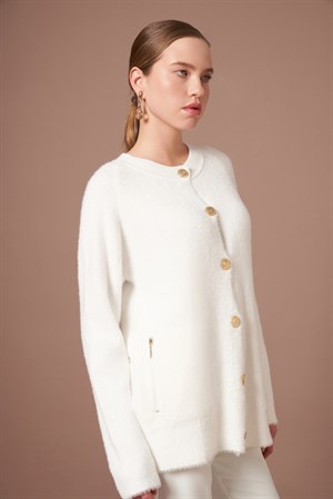 Kadın Angora Hırka Ekru