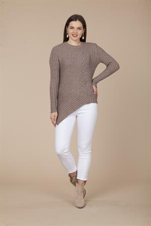 Kadın Asimetrik Kesim Triko Beige