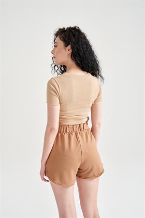 Kadın Ayarlanabilir Crop Kahve