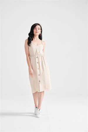 Kadın Ayrobin Kumaş İp Askılı Elbise Beige