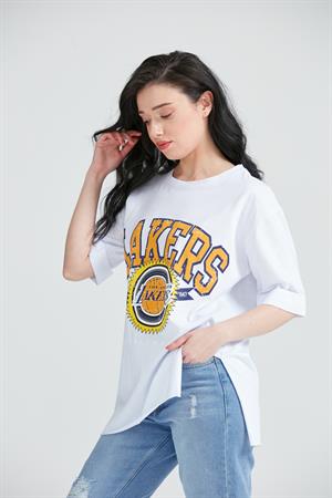 Kadın Baskılı T-Shirt Beyaz