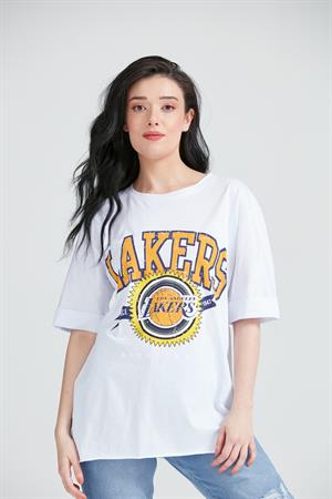 Kadın Baskılı T-Shirt Beyaz