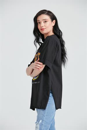 Kadın Baskılı T-Shirt Siyah
