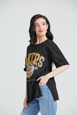 Kadın Baskılı T-Shirt Siyah