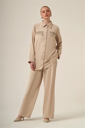Kadın Benetti Taşli Takım Beige