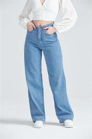 Kadın Bol Paça Wide Leg Jean Pantolon BuzMavi