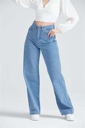 Kadın Bol Paça Wide Leg Jean Pantolon BuzMavi