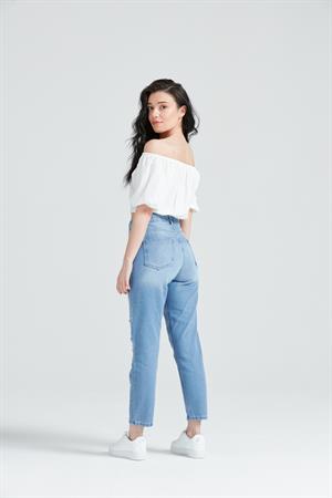 Kadın Boyfriend Dar Kalıp Jean Pantolon BuzMavi