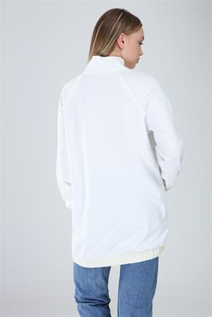 Kadın Cep Detaylı Spor Sweat Ekru