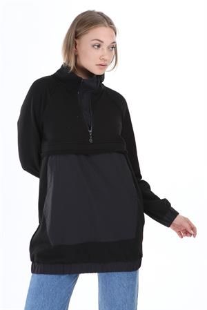 Kadın Cep Detaylı Spor Sweat Siyah