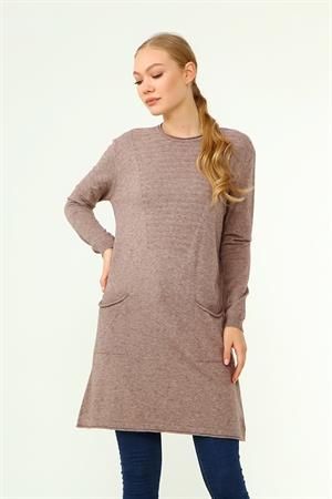 Kadın Cep Detaylı Tunik Beige