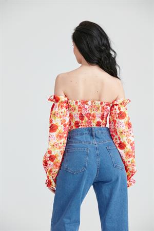 Kadın Çiçekli Crop Büstiyer Renkli