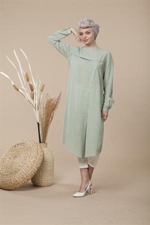 Kadın Çizgili Tunik Mint
