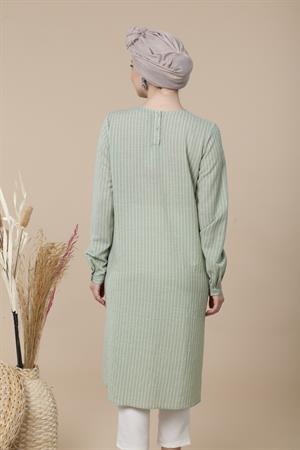 Kadın Çizgili Tunik Mint