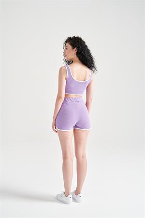 Kadın Crop Büstiyerli Pijama Takımı Lila