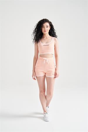 Kadın Crop Büstiyerli Pijama Takımı Somon