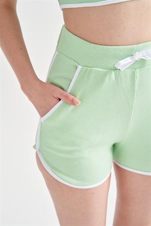 Kadın Crop Büstiyerli Pijama Takımı Yeşil