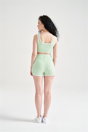 Kadın Crop Büstiyerli Pijama Takımı Yeşil