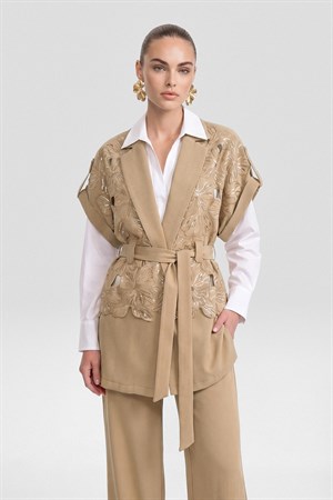 Kadın Dantel Takım Beige