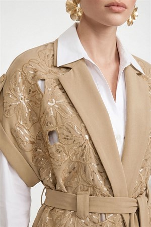 Kadın Dantel Takım Beige