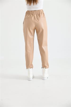 Kadın Deri Pantolon Beige