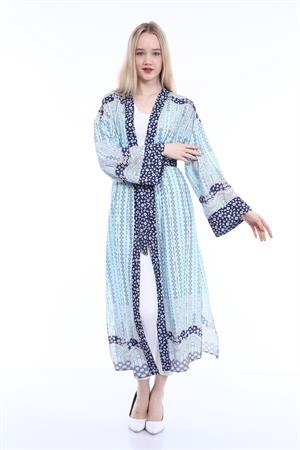 Kadın Desenli Kimono Takım Mavi