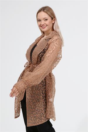 Kadın Desenli Lepolar Ceket Beige